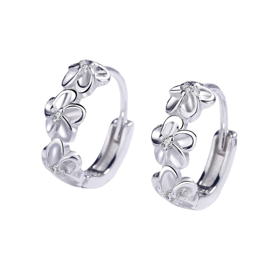 S925 Silver Hoopörhängen Blomma