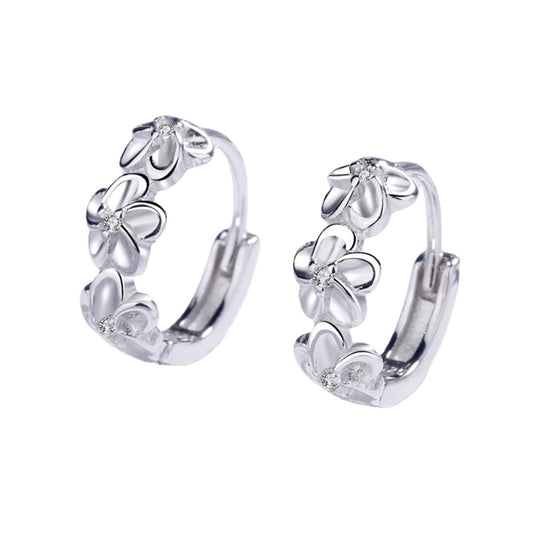 S925 Silver Hoopörhängen Blomma